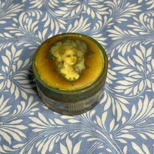 Vintage Decorative Powder Glass Jar with Portrait Lid
